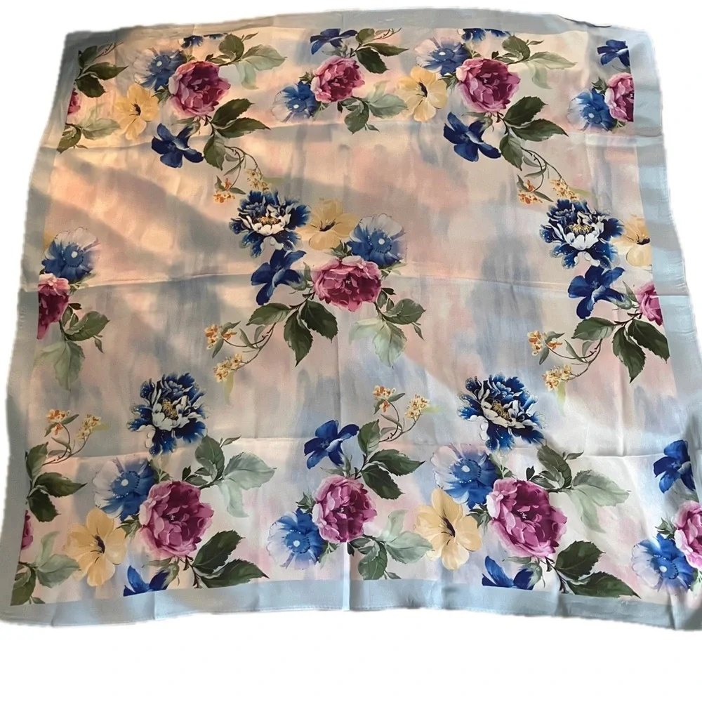 Amalfi Coast Silk Blend Floral Square Scarf NWOT